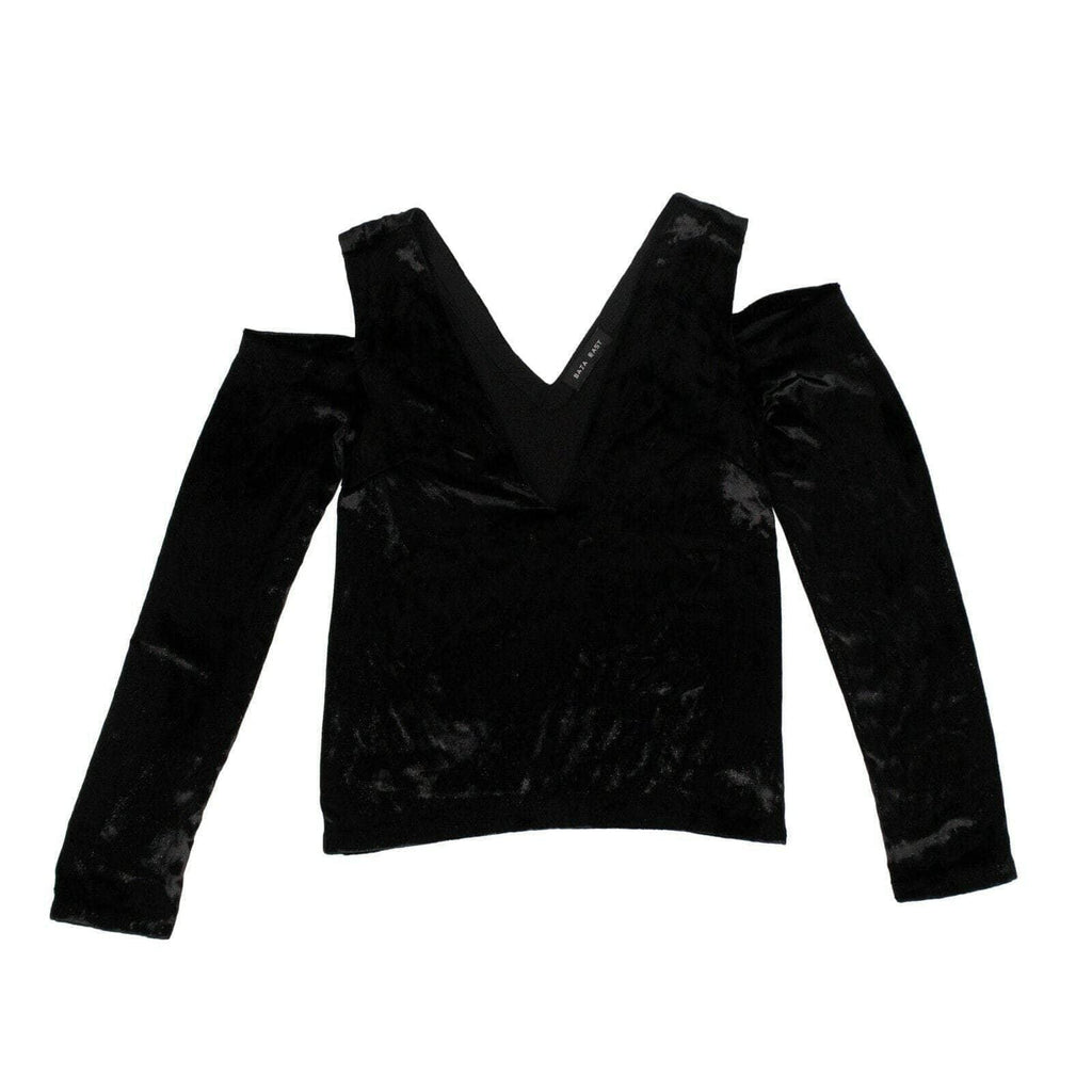 Black Velvet Cold Shoulder Shirt U36596