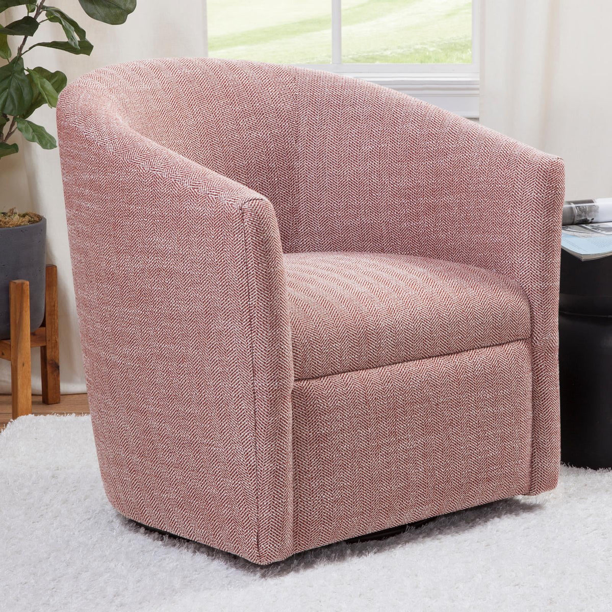 Indigo Blue Polyester Fabric Swivel Accent Chair W636
