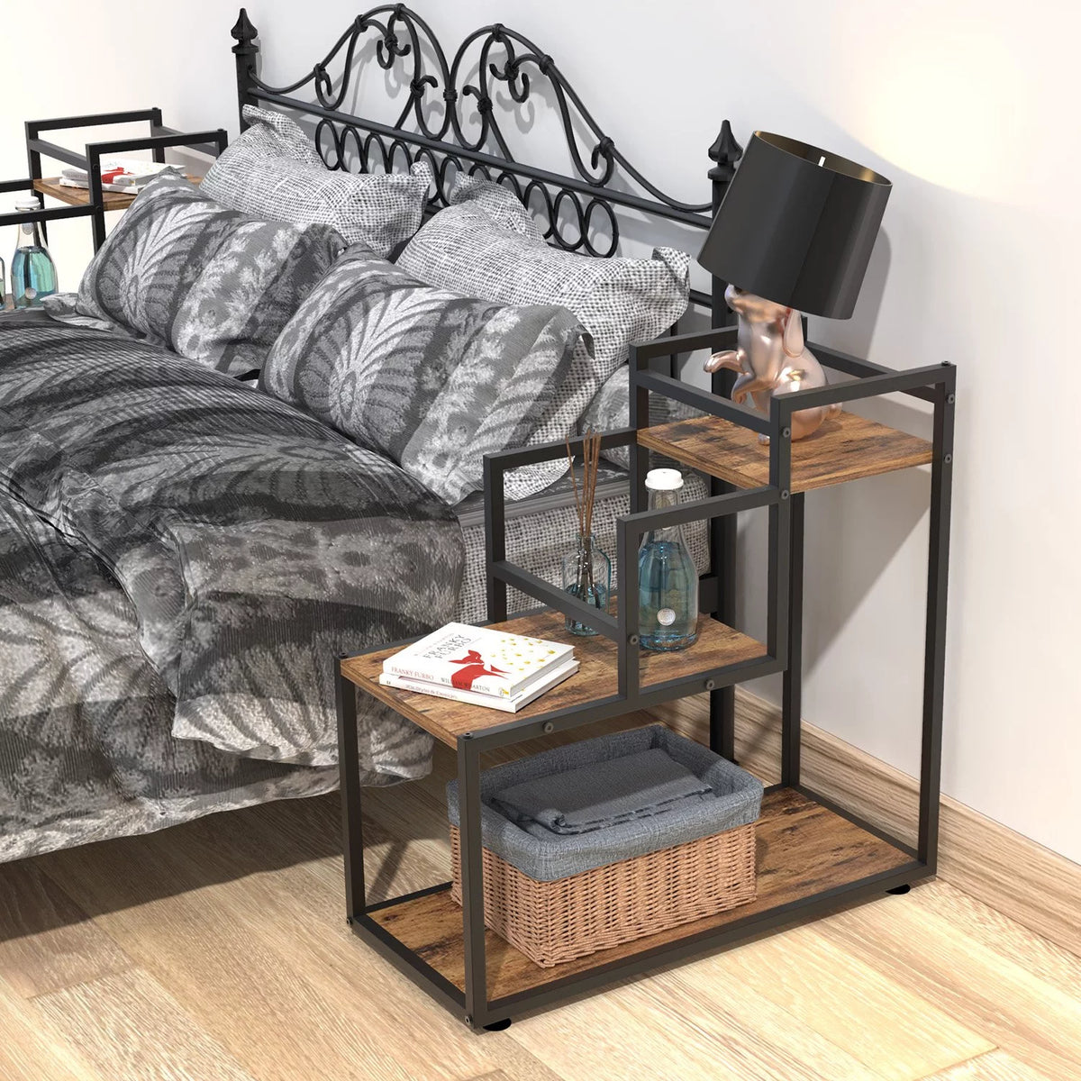3-Tier Wood Metal Plant Stand D7215