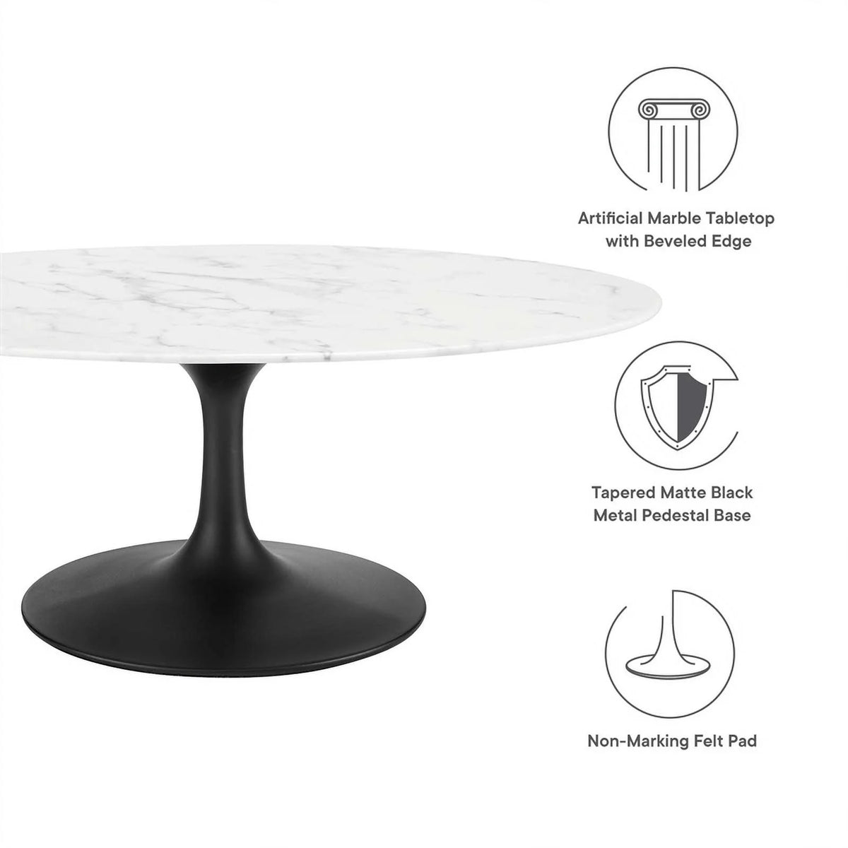42" Oval Top Modern Metal Coffee Table O223842