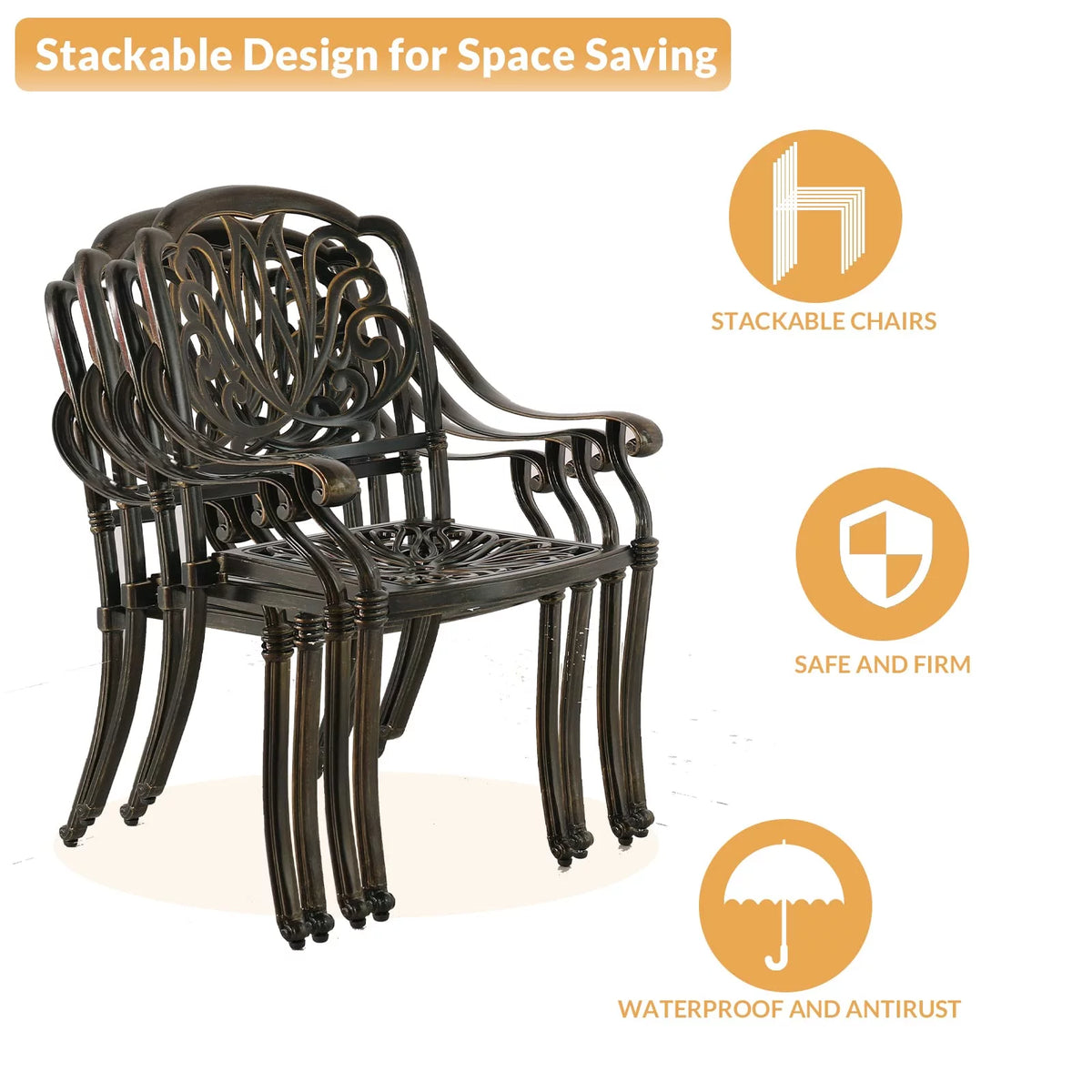 9-Piece Cast Aluminum Patio Dining Set with Umbrella Hole F4651