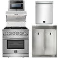 30 Inch Gas Range, Wall Mount Range Hood, Refrigerator, Microwave Drawer, Dishwasher A35736