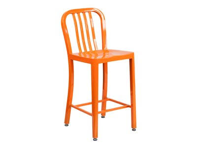 2 Pack 24x22 Orange Metal Counter Height Stool F599754