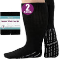 Extra Width Black 2 Pairs Diabetic Socks 13-15 L2523