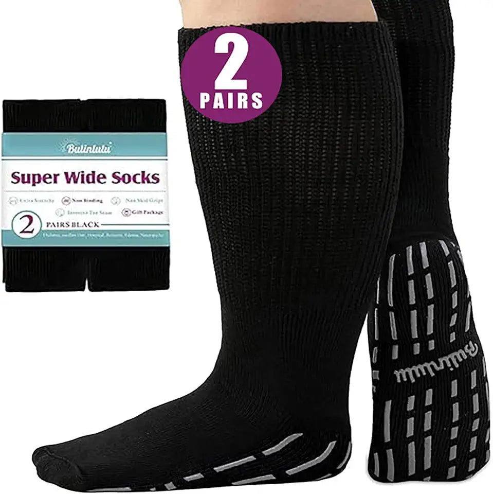 Extra Width Black 2 Pairs Diabetic Socks 13-15 L2523