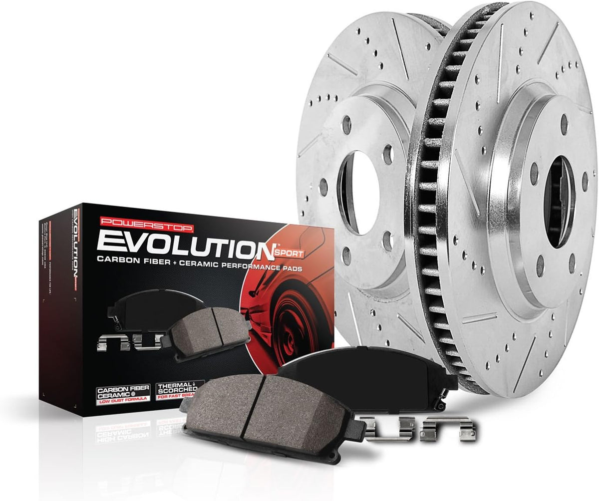 Carbon-Fiber Ceramic Brake Pad and Drilled and Slotted Rotor Kit K3864