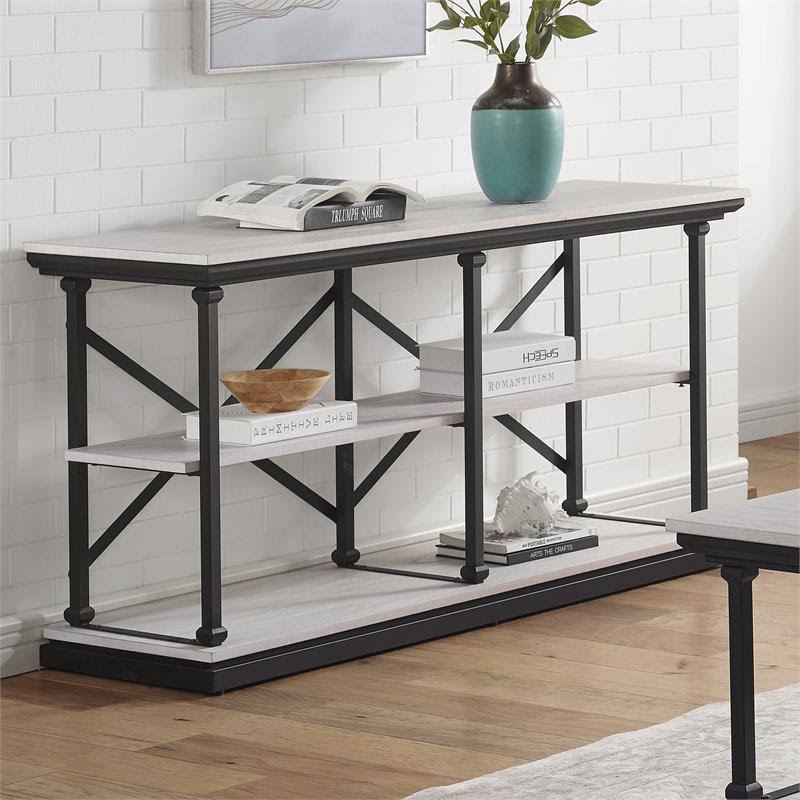 White Wood 2-Shelf Console Table K2928