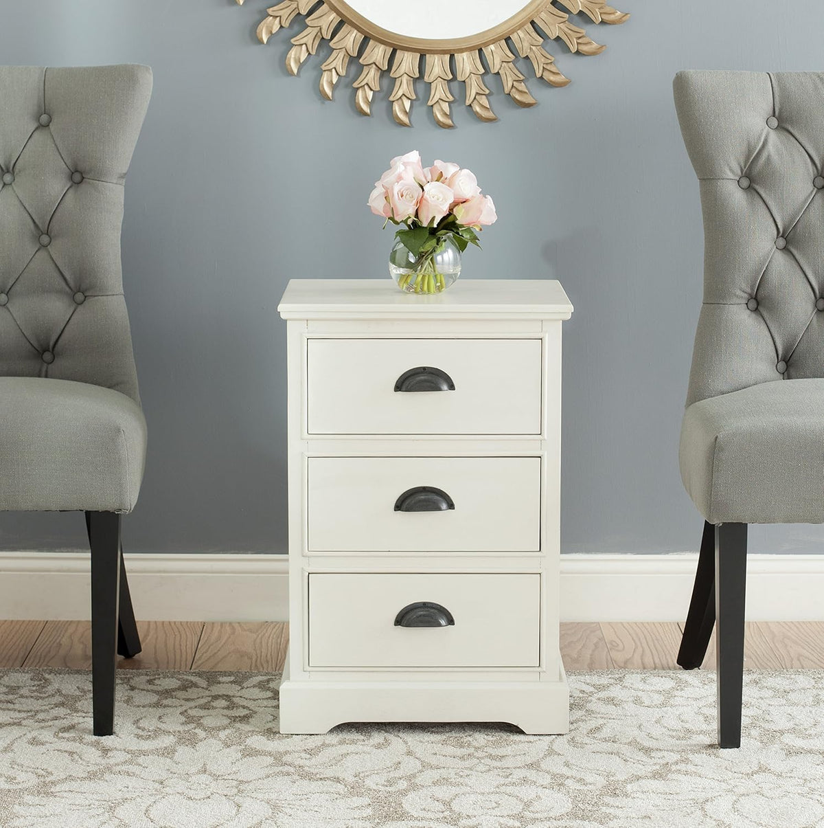 Grey 3 Drawer Side Table G598