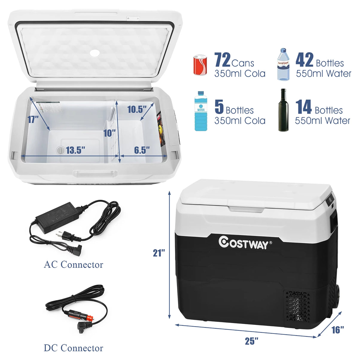 Portable Dual-Zone Car Refrigerator White F925