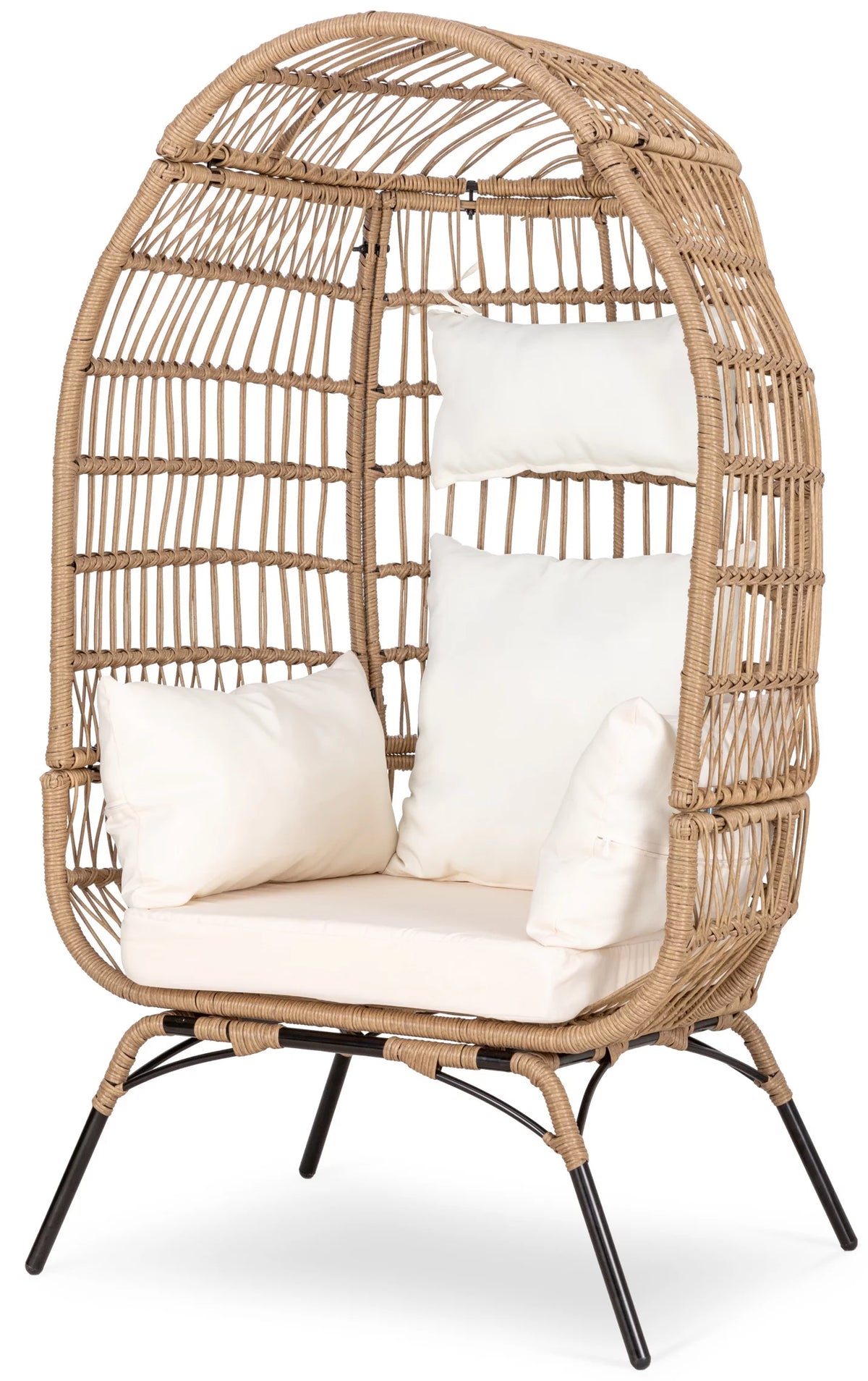 Navy Blue Rattan Wicker Oversize Patio Chair with Cushion V727