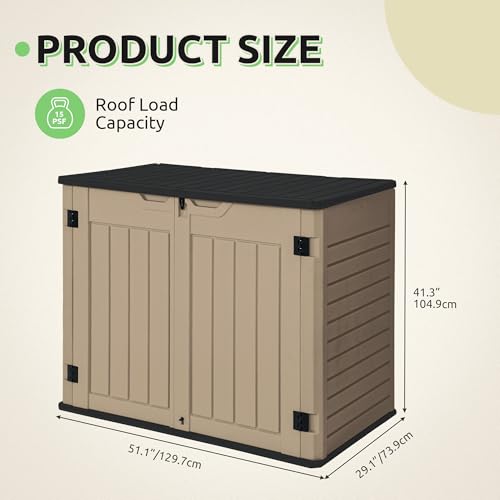 Horizontal Shed with Padlock Latch, 35 Cu Ft Waterproof Light Gray I360