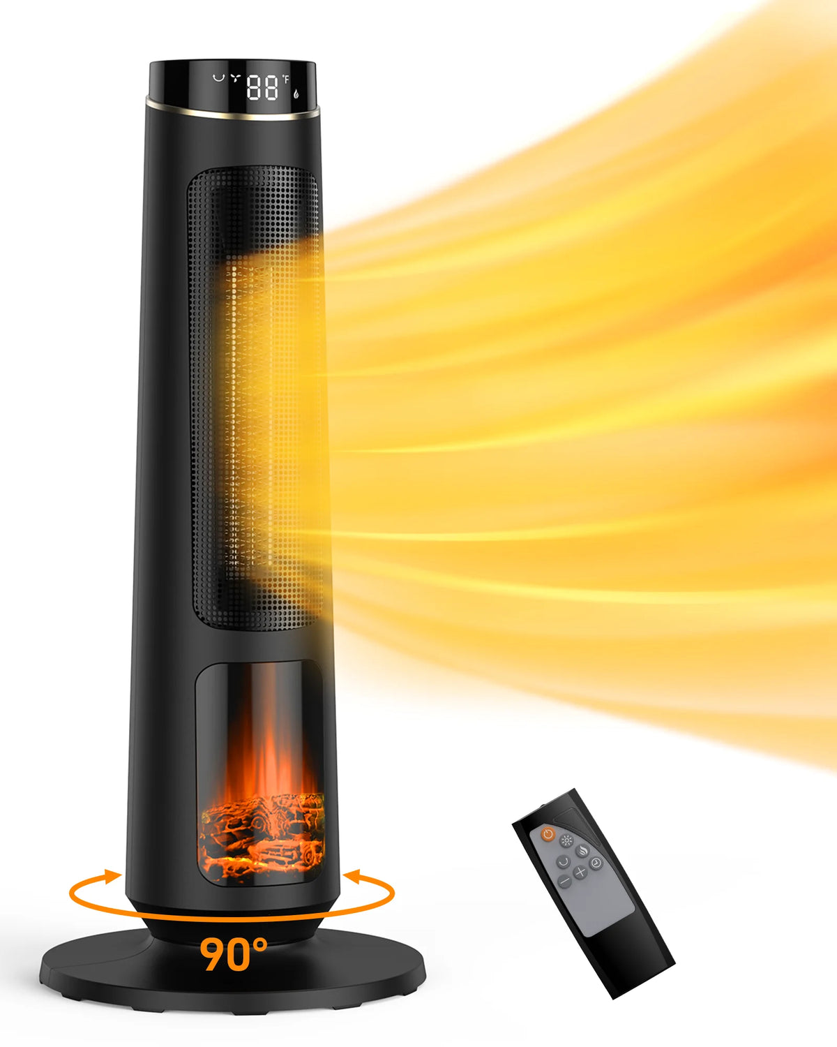Portable Electric Space Heater with 3D Flame and Remote E117094