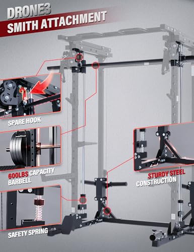 Smith Machine Squat Rack with Weight Bar, Cable Crossover Machine T5187