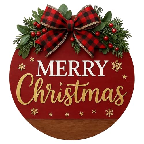 Christmas Wreath Hanging Sign with Bow C6340