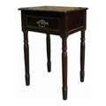 Cherry Brown 1 Drawer End Table with Turned Tapered Legs D971