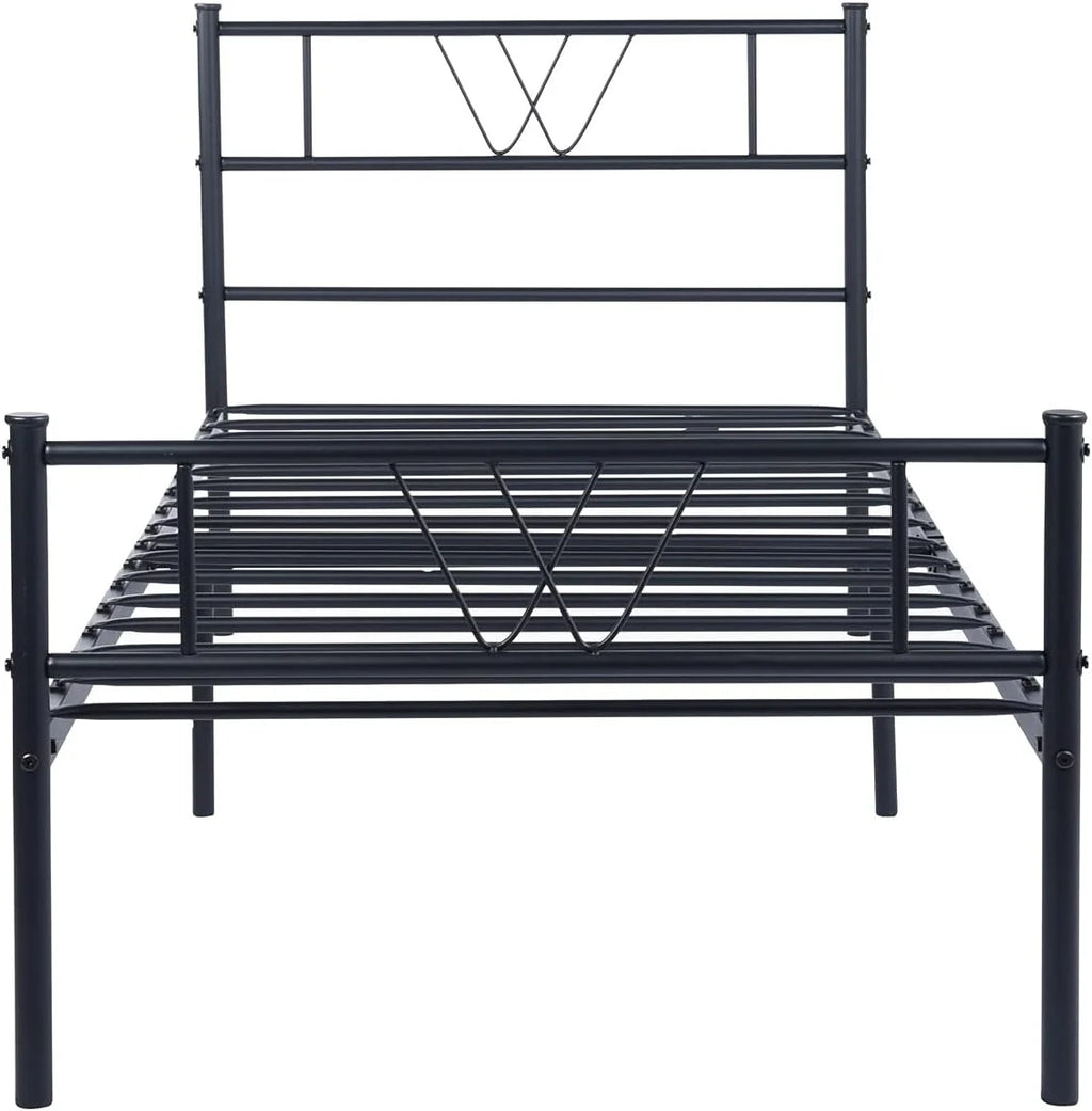 Twin Size Metal Platform Bed Frame with Headboard and Footboard P96788