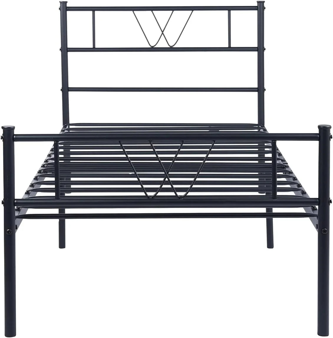 Twin Size Metal Platform Bed Frame with Headboard and Footboard P96788