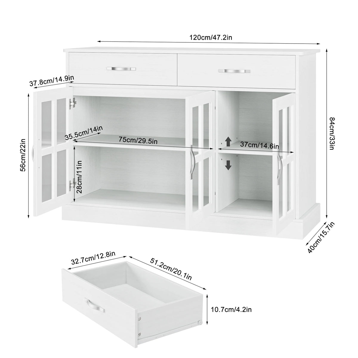 Gray 3 Door 2 Drawer Buffet Cabinet L2719