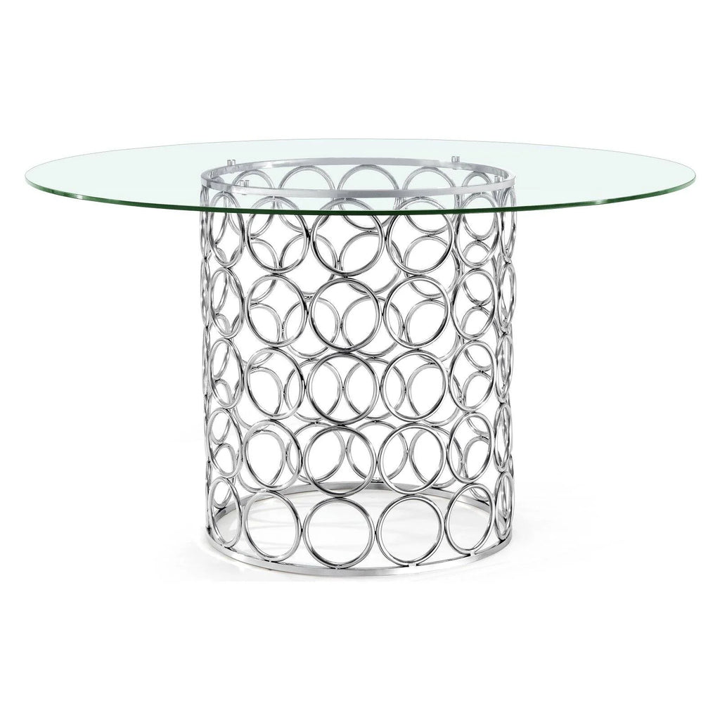 Contemporary Glass Dining Table in Chrome Y656