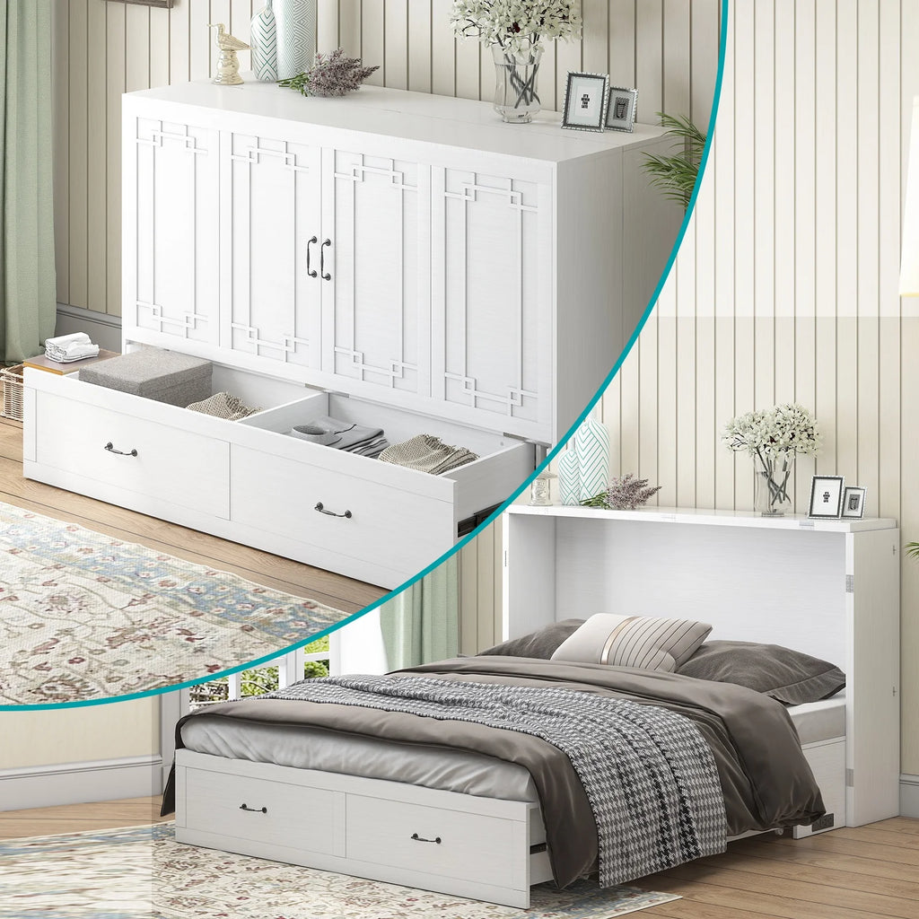 Queen Size Murphy Bed Chest with Foam Mattress W932186