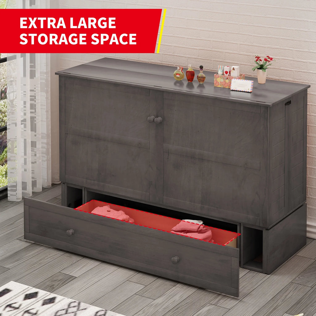 Queen Size Murphy Bed Chest with Foam Mattress W932186
