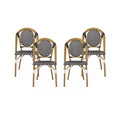 Set of 4 Black White Bamboo Finish Outdoor Chairs L555580