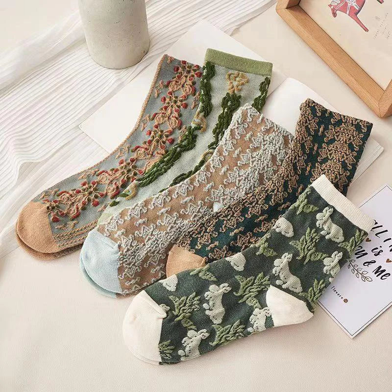 5 Pairs Womens Floral Socks O83917