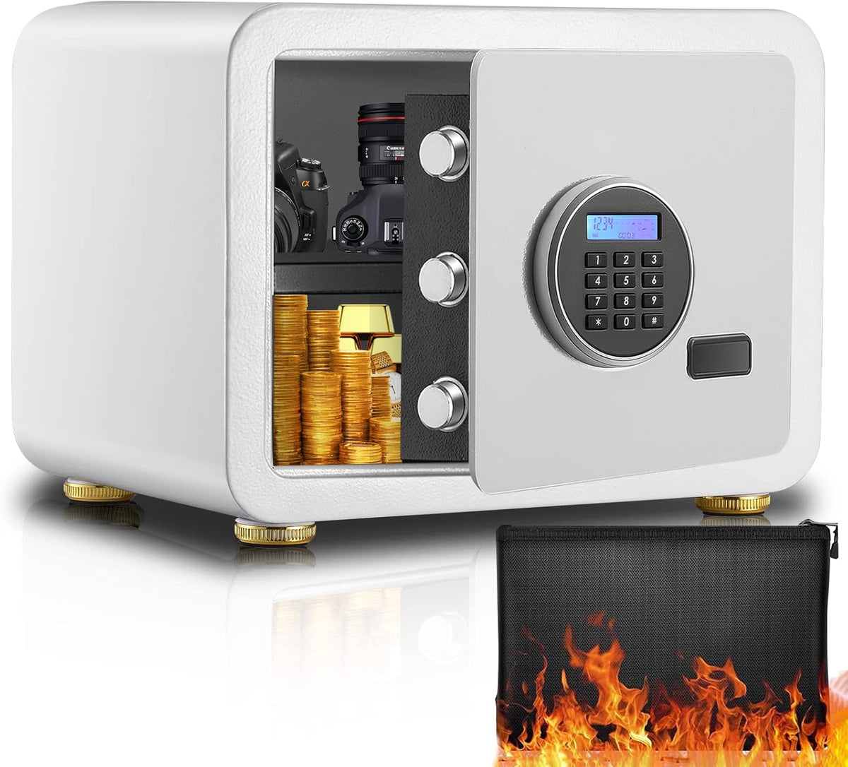4.0 Cub Fireproof Waterproof Digital Safe Box with Document Bag G48515