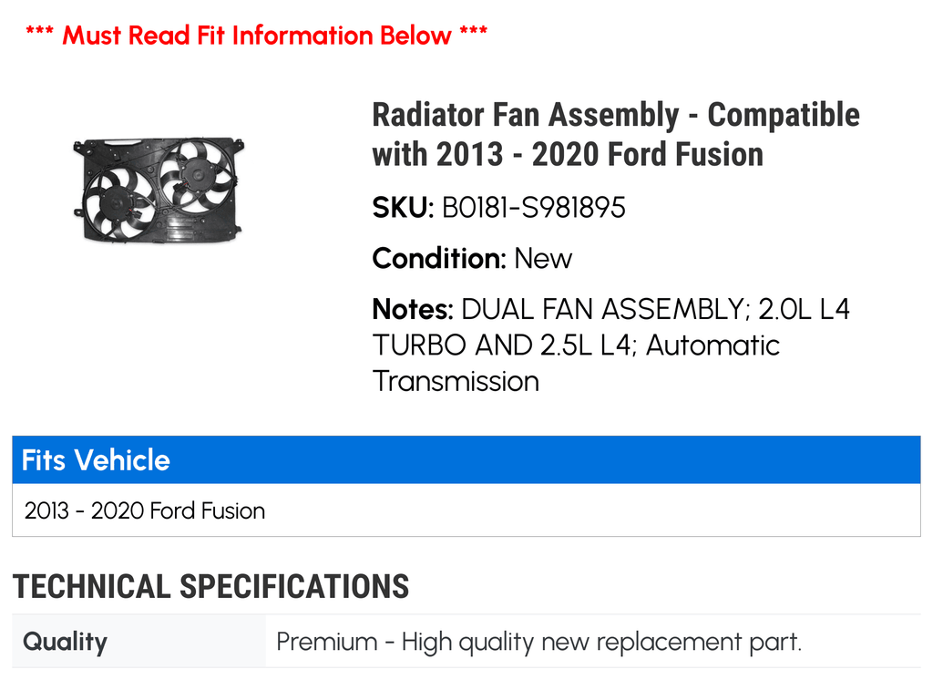 Radiator Fan Assembly P865