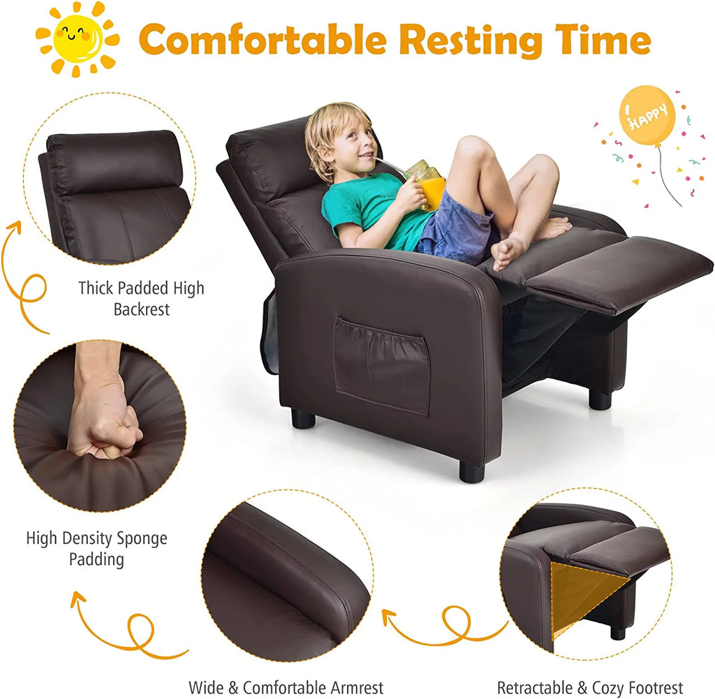 Adjustable PU Leather Kids Recliner with Footrest Y35183