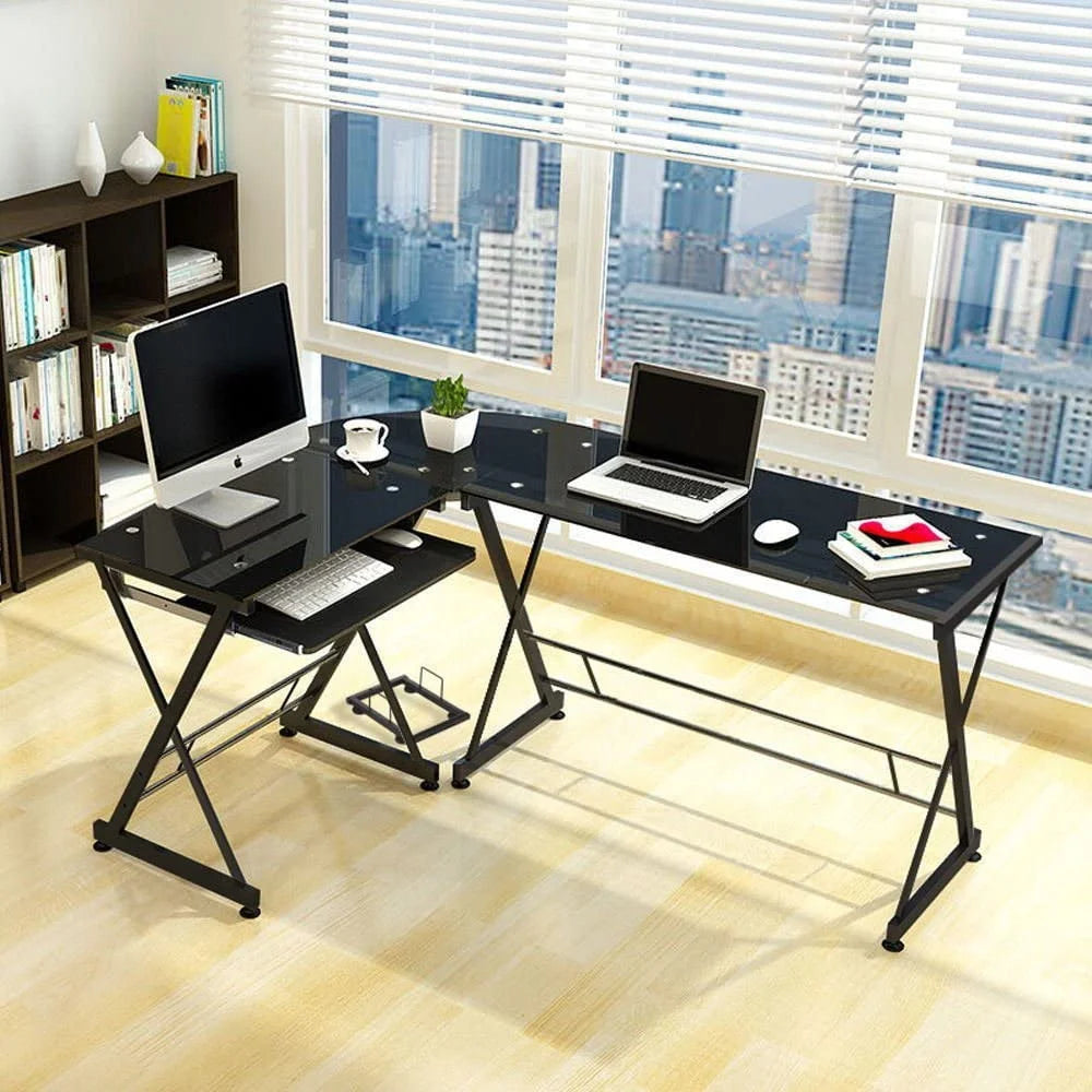 Black L-Shape Corner Desk L476765