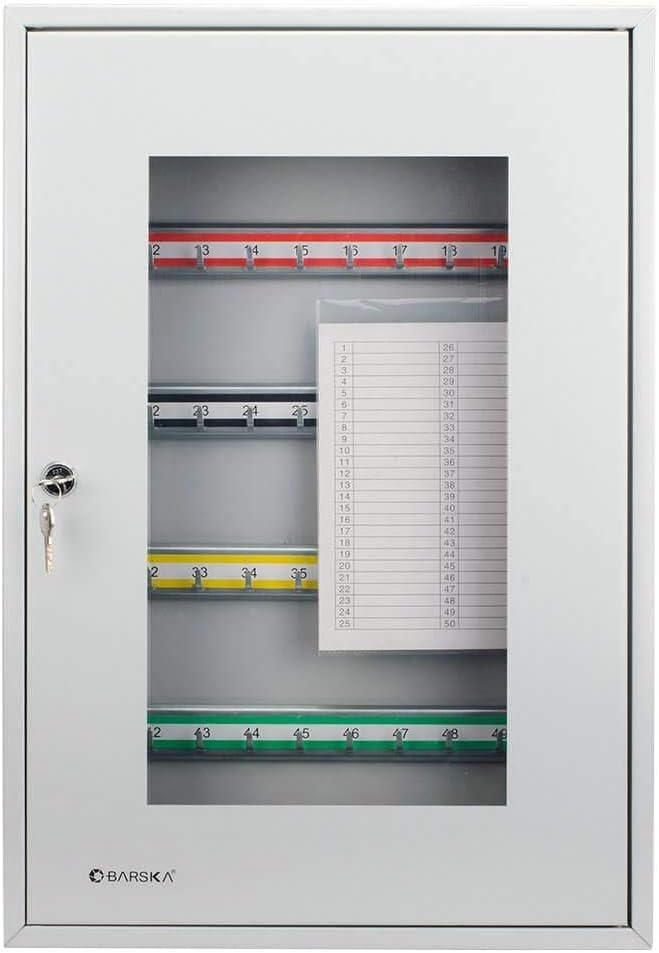 Key Lock 50 Position Key Cabinet with Glass Door Grey E54703