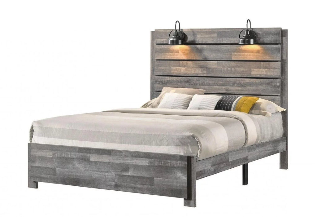 Gray 3Pc King Size Wooden Bed and Nightstands Set F7313