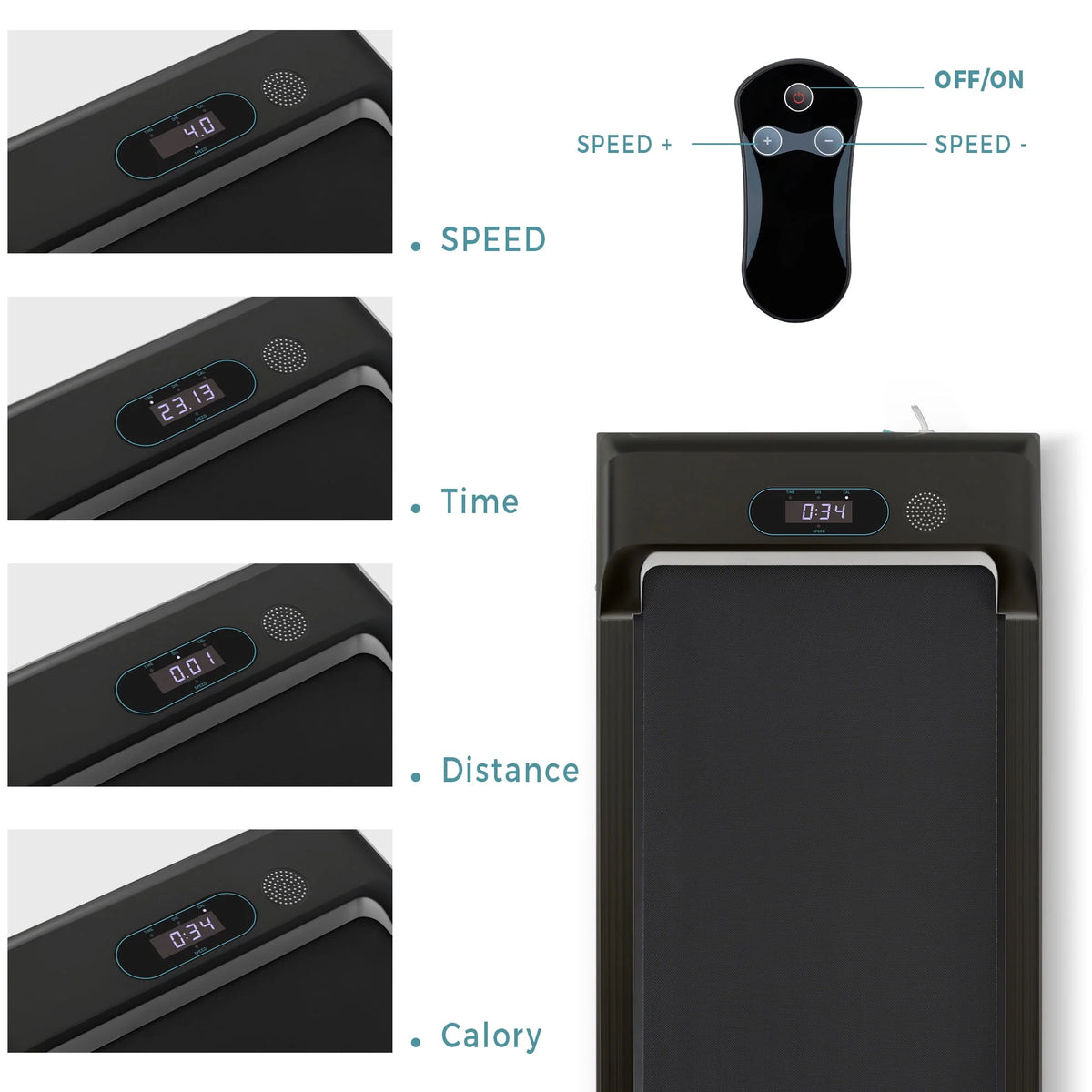 Electric Walking Pad Treadmill with 2 Modes Y8695