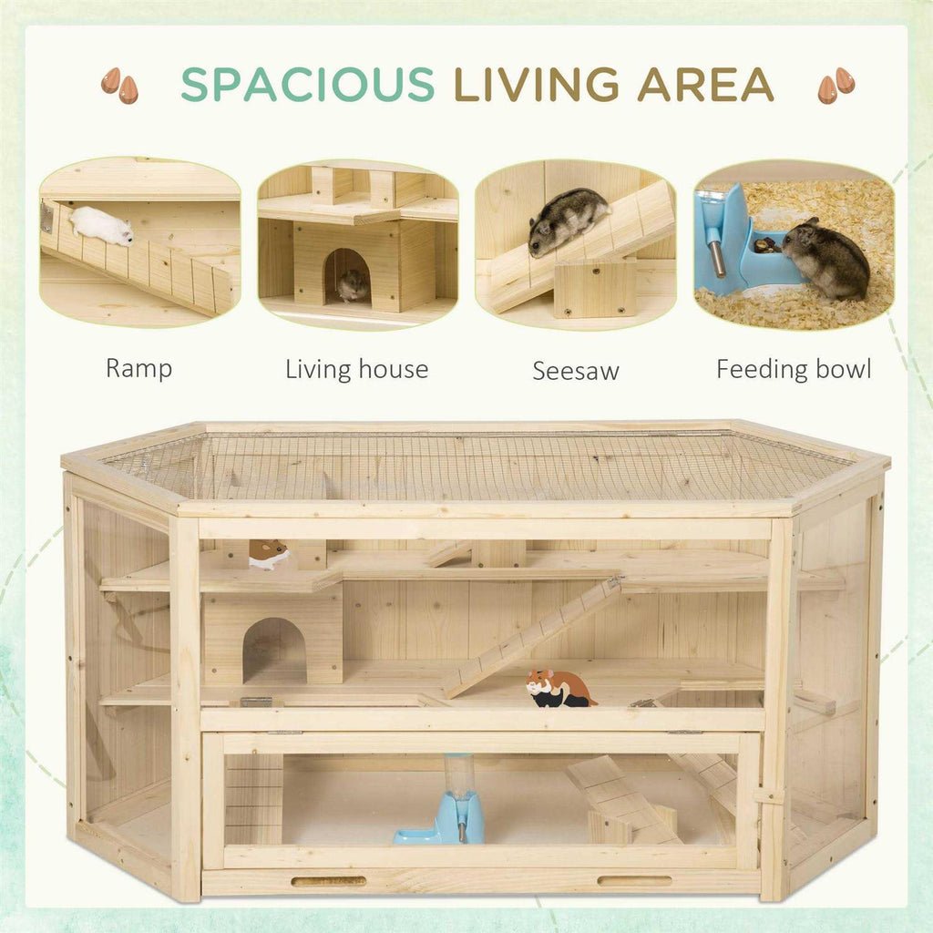 3 Tier Wooden Hamster Cage Small Animal House with Slide F335