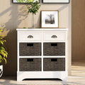 Rustic Storage Cabinet with 2 Drawers and 4 Fabric Basket J8062