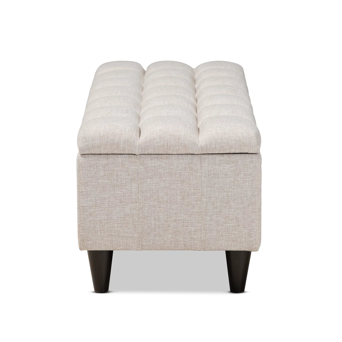 Beige Fabric Upholstered Wood Storage Bench Ottoman O87498