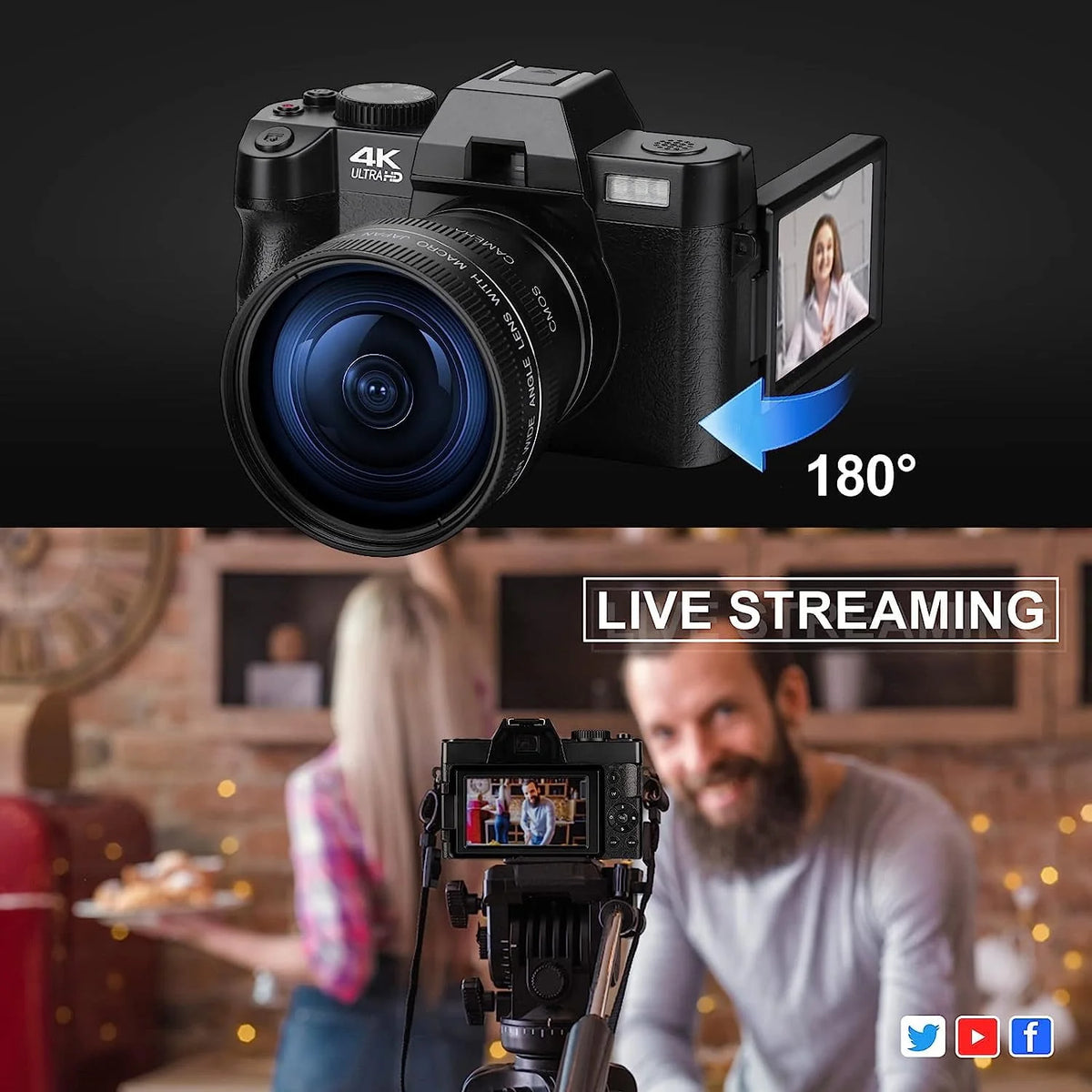 4K Ultra HD 48MP Digital Camera with Wide Angle Lens S8749