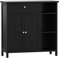 Black Freestanding Bathroom Cabinet with Drawer and Adjustable Shelf B266100