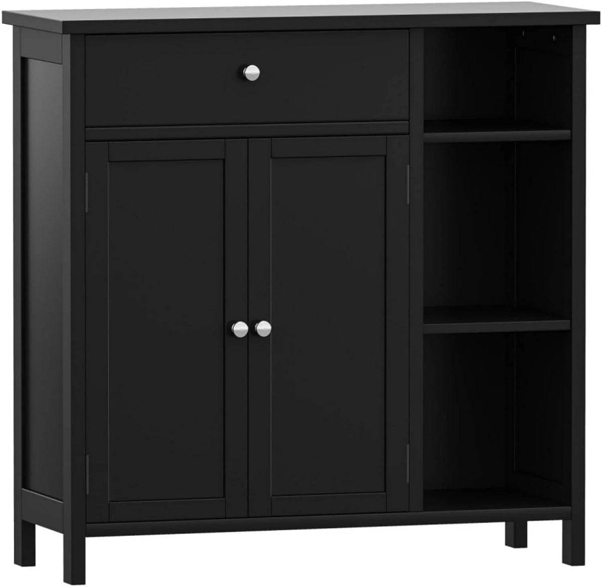 Black Freestanding Bathroom Cabinet with Drawer and Adjustable Shelf B266100