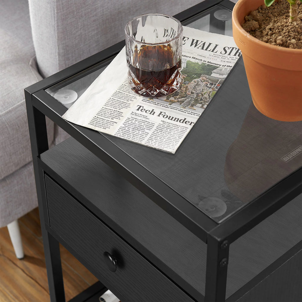Black 3 Piece Coffee Table and End Table Set W654