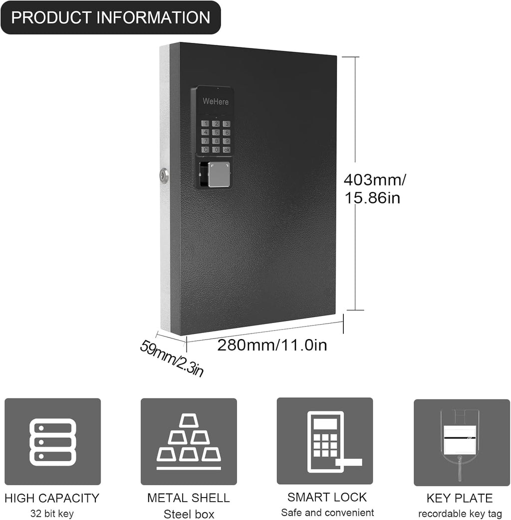 32 Key Metal Key Lock Box Wall Mount M3118