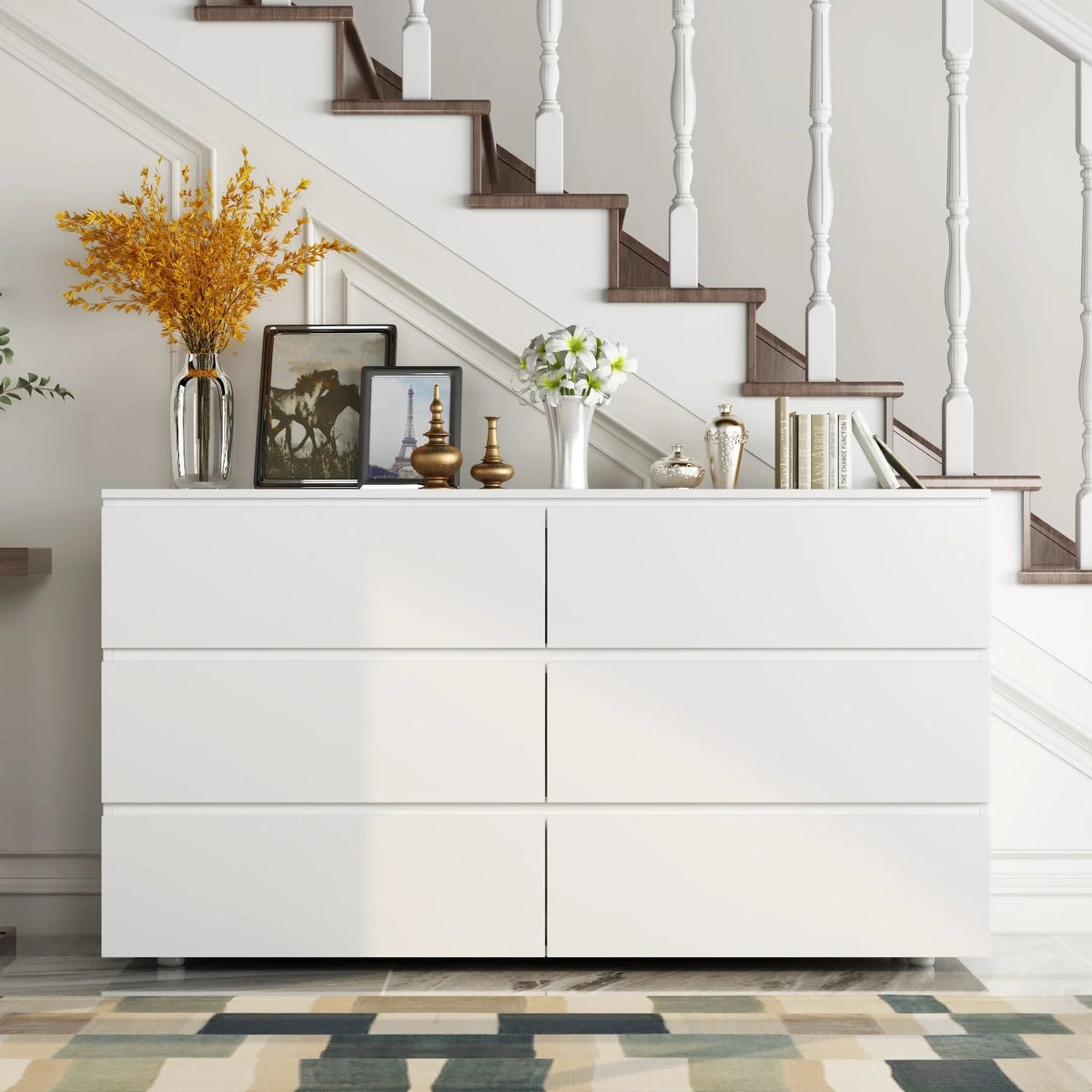White 6 Drawer Storage Dresser U338366