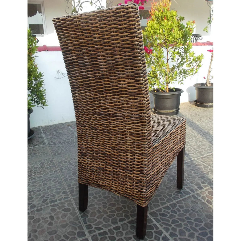 Woven Rattan Mahogany Dining Chair K7731