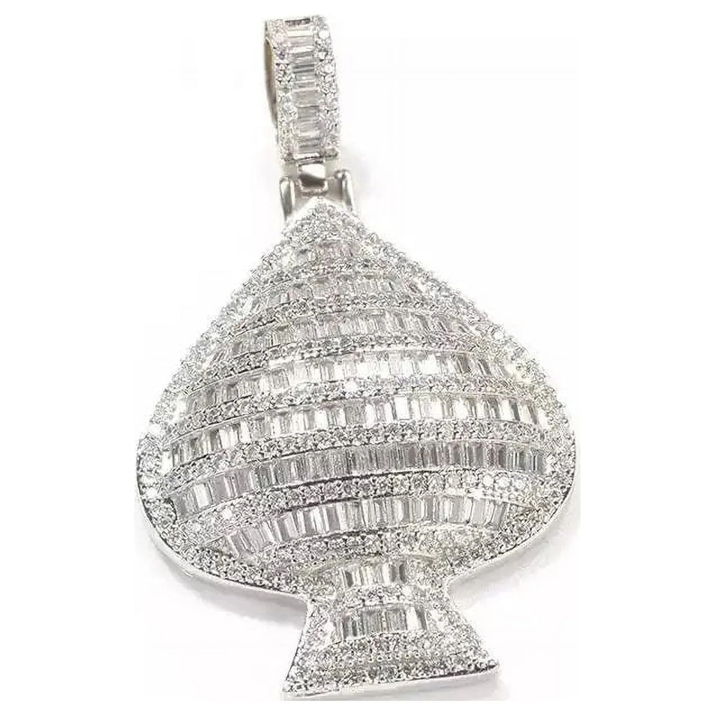 Gold Simulated Diamond Ace of Spades Poker Charm Pendant Necklace K64867