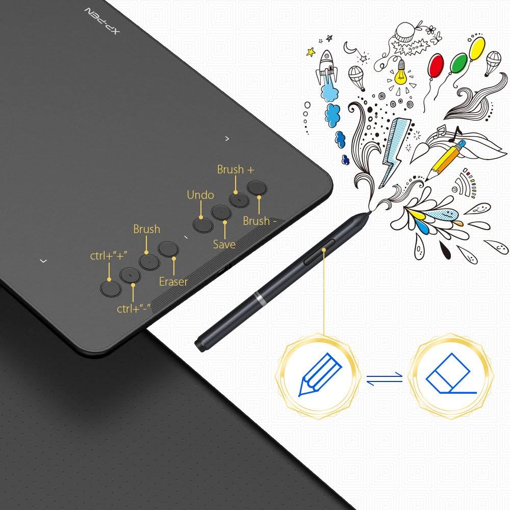 10x6.25 inch Digital Graphics Drawing Tablet with Battery-Free Stylus B429