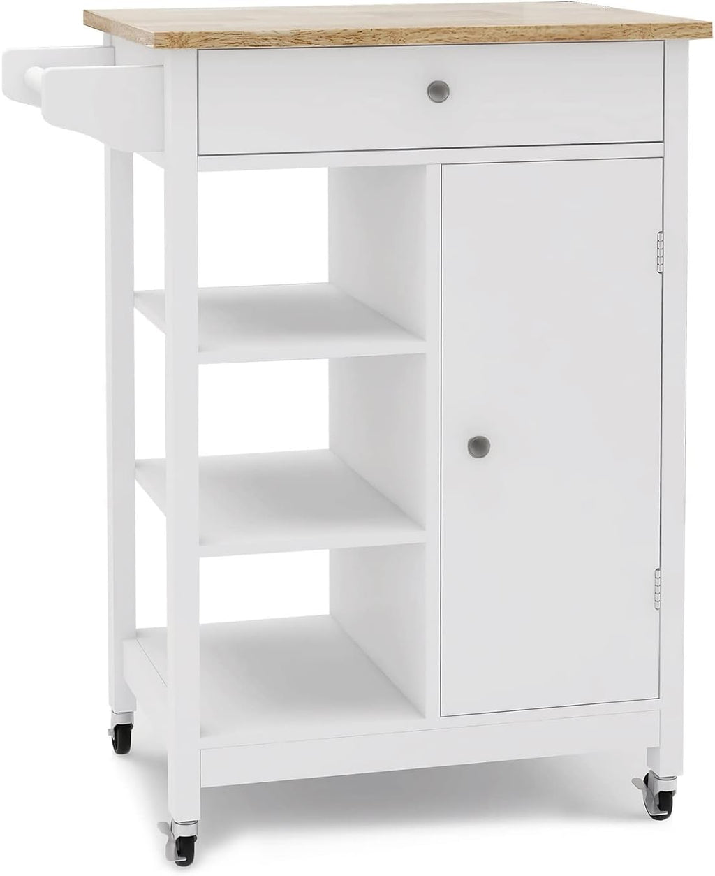 Rolling Wood Kitchen Cart with 2 Drawers and 2 Shelves O398