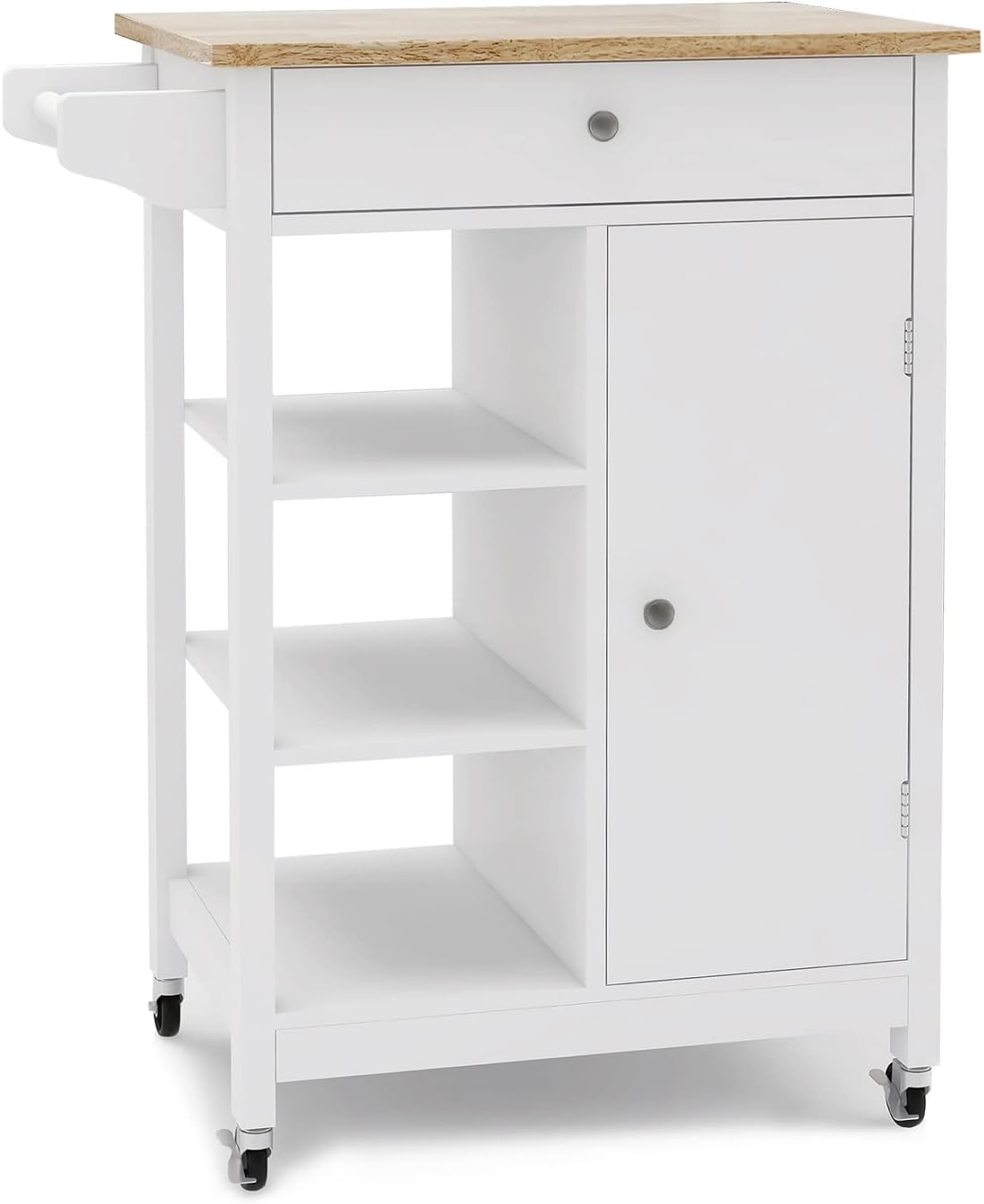Rolling Wood Kitchen Cart with 2 Drawers and 2 Shelves O398