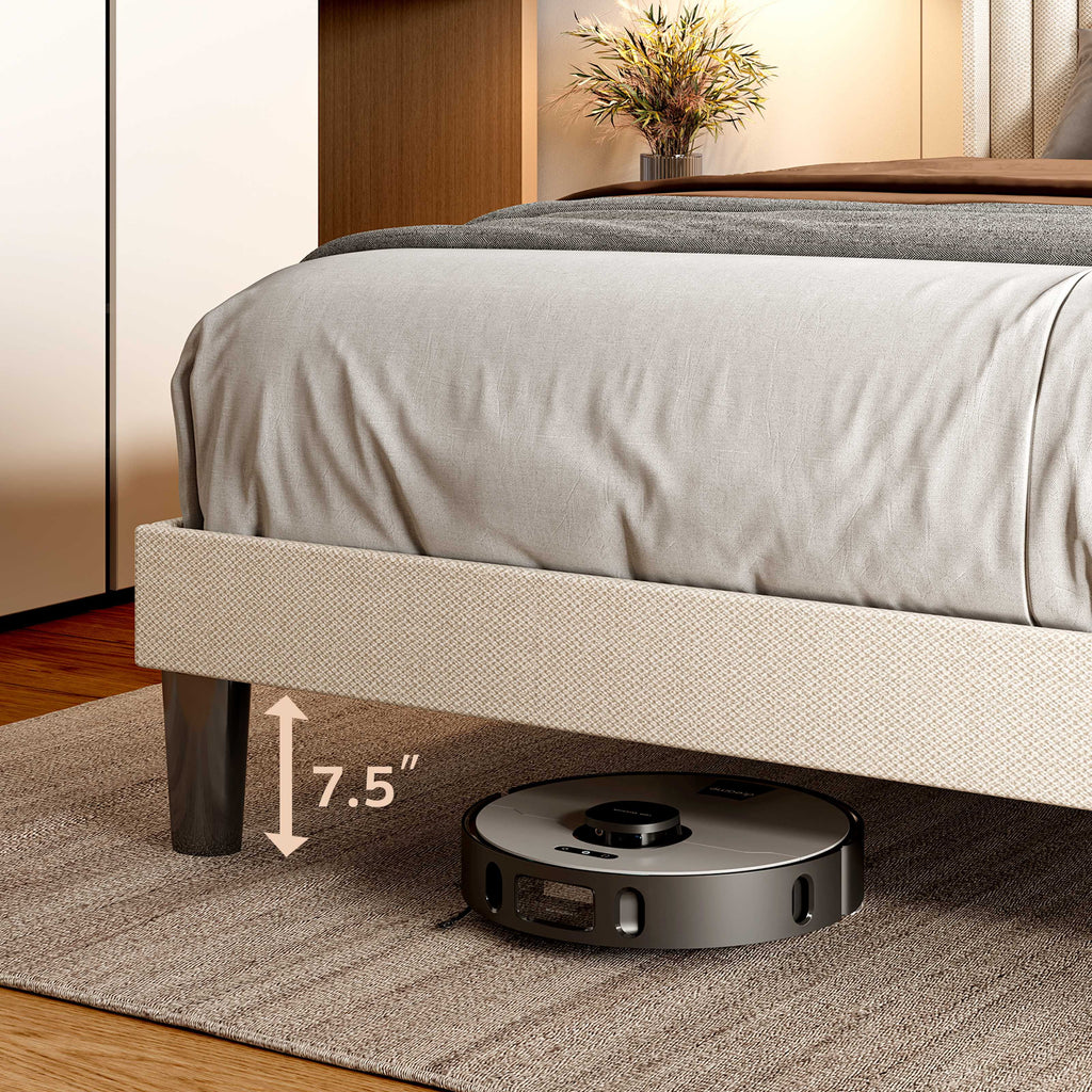 Queen Size Bed Frame with Wingback Headboard Q656
