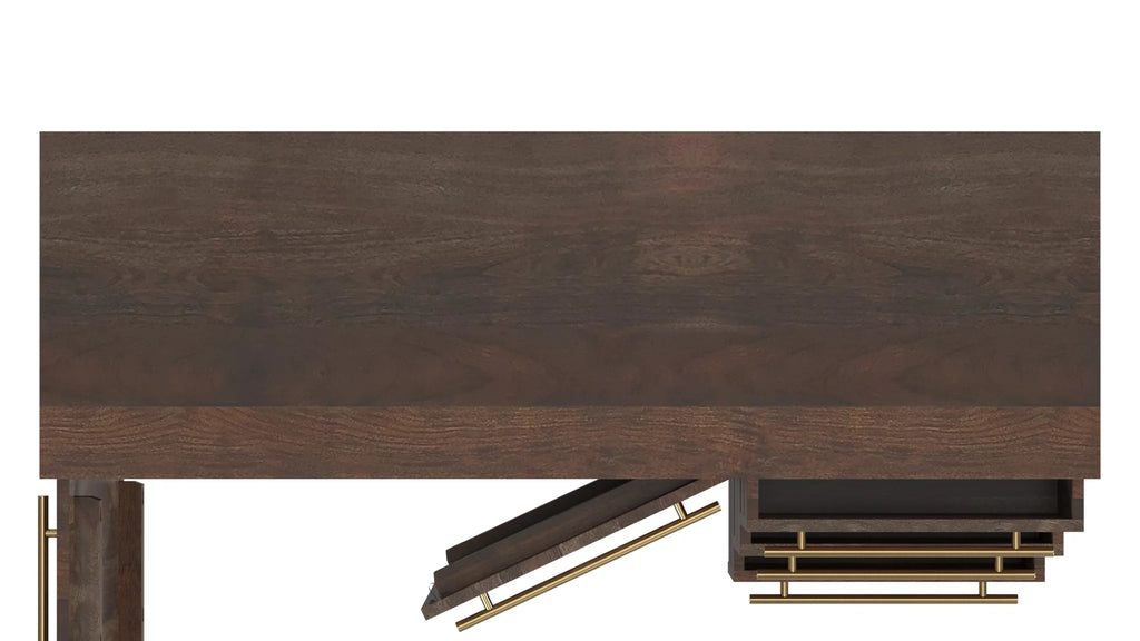 Dark Brown 3-Drawer 2-Door Wood Console Table D282